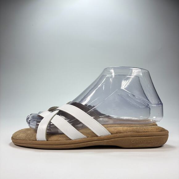 Cabin Creek White Brown Crisscross Strap Slides Sandals Casual Women’s Size 7M - Picture 4 of 9